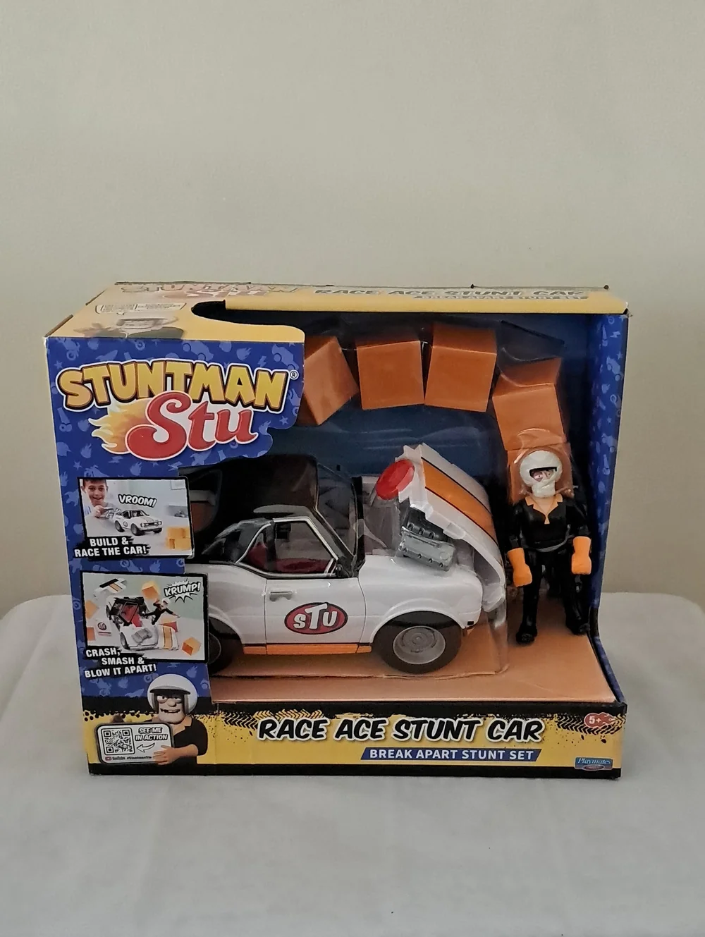 Stuntman Stu Race Ace Stunt Car - White & Orange